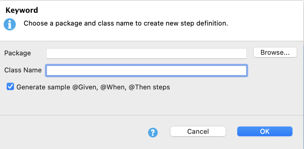 Create step definition