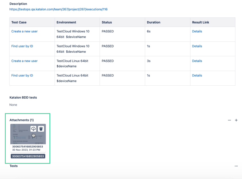 The PDF report in Jira/Xray.