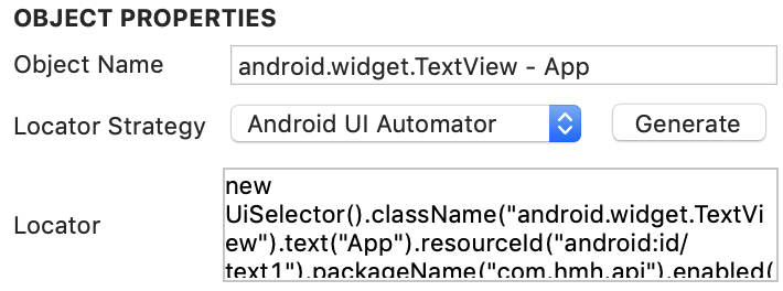 Configure the Object locator in Object Properties.