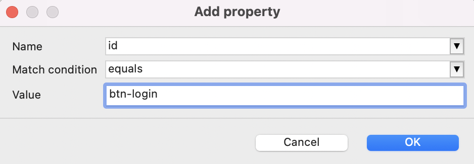 Add property dialog