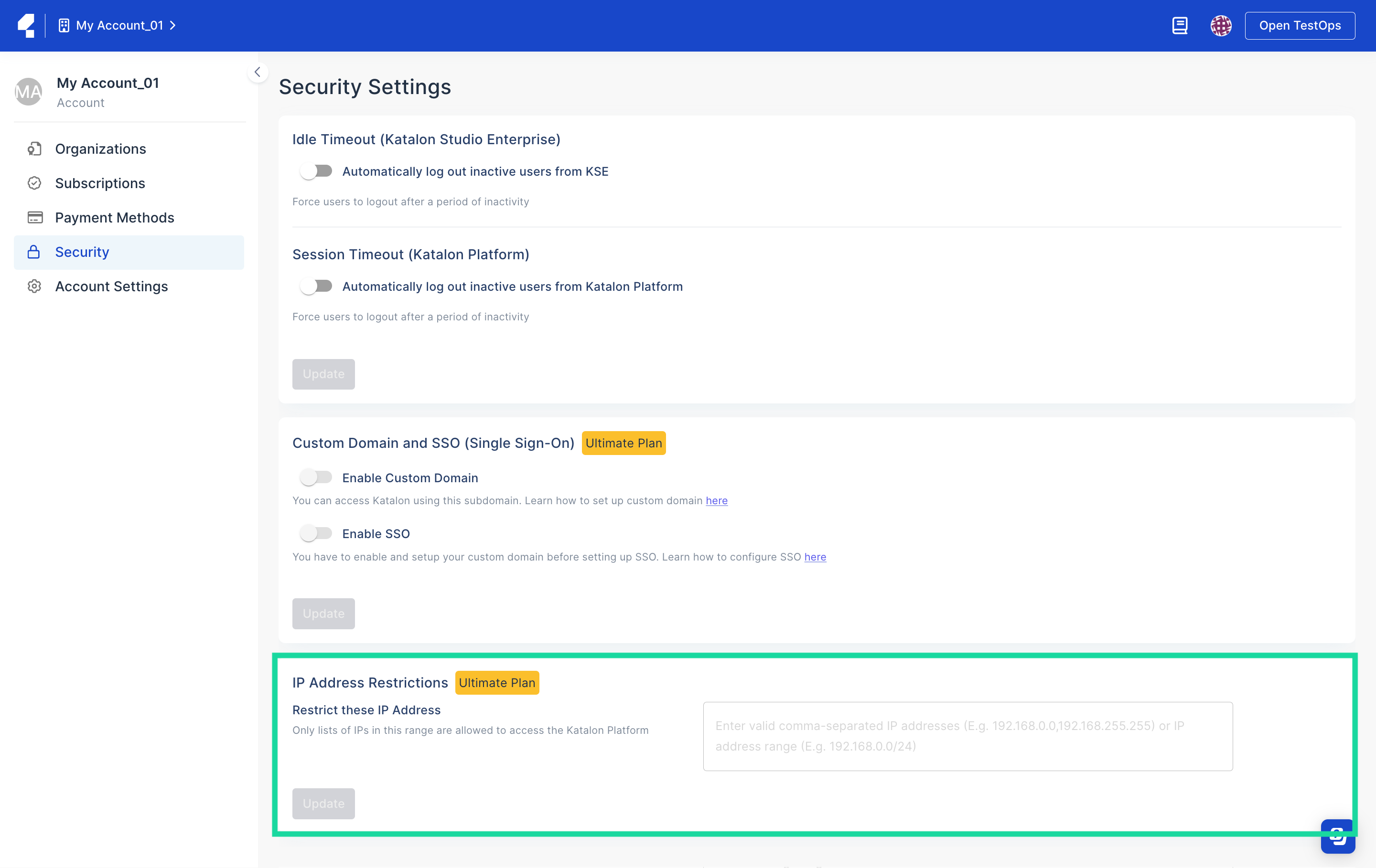 IP Address Restrictions