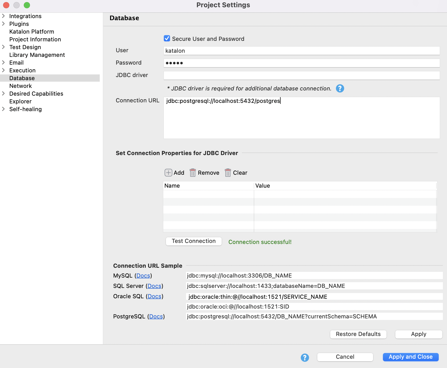 Connect Database with a built-in driver