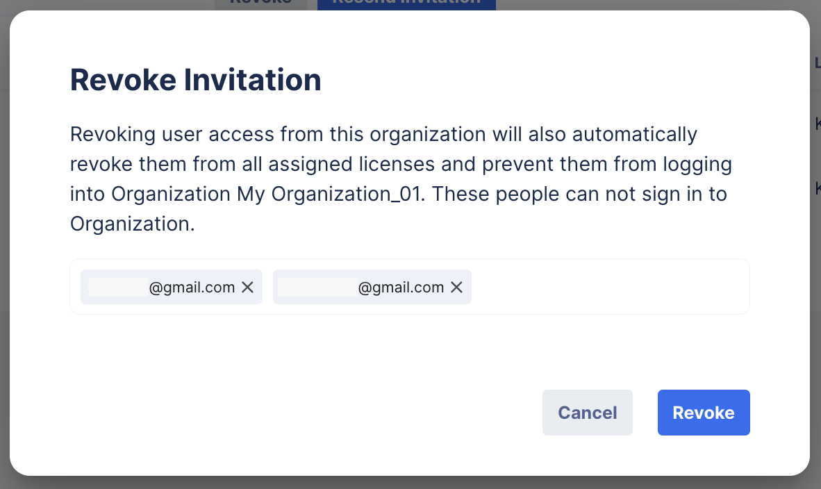 Revoke invitation dialog