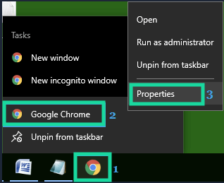 google Chrome - Properties