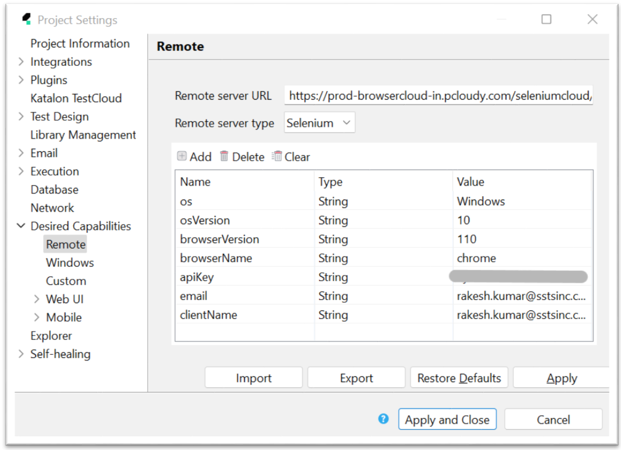 Katalon Studio remote server capabilities