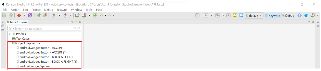 Katalon Studio object repository