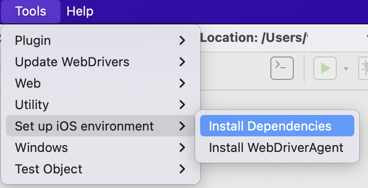 Install dependencies via Katalon built-in tools