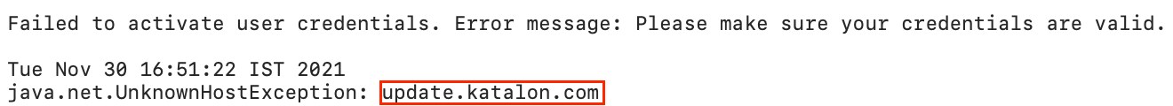 error log showing UnknownHostException