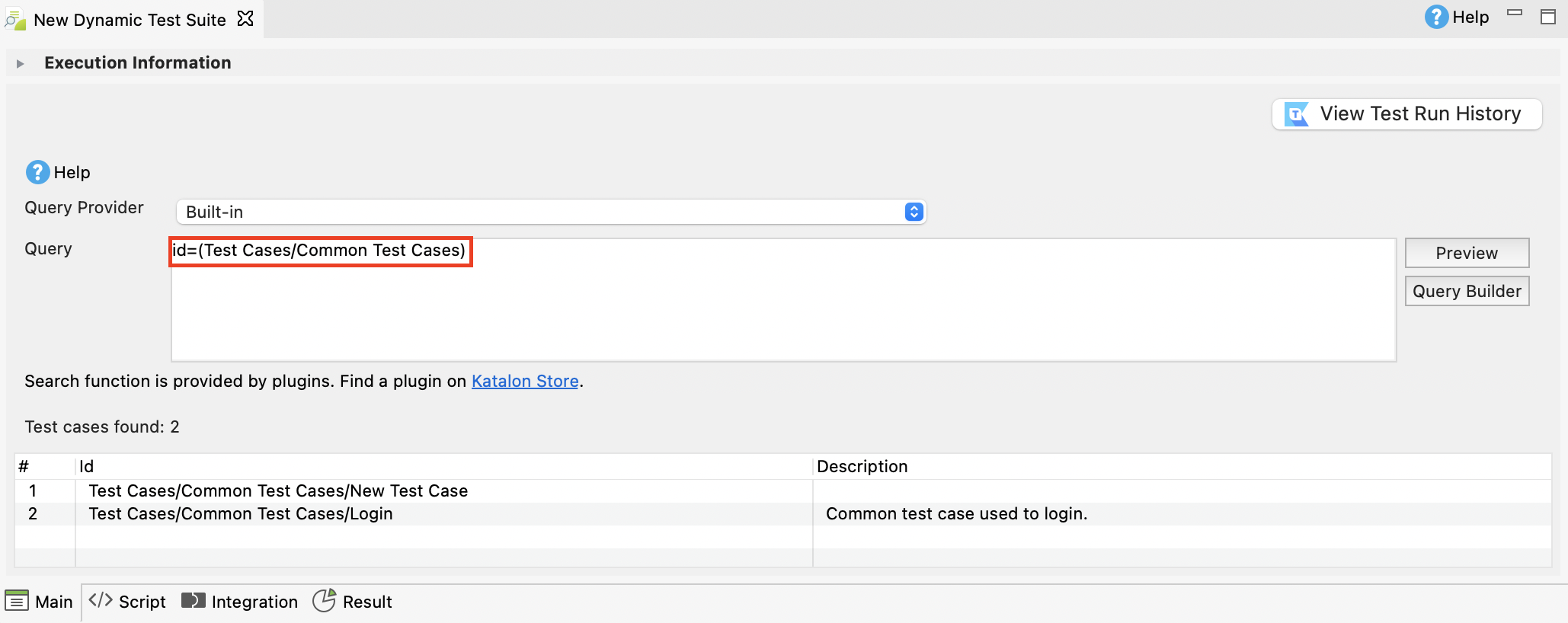 Basic Search For Dynamic Test Suite