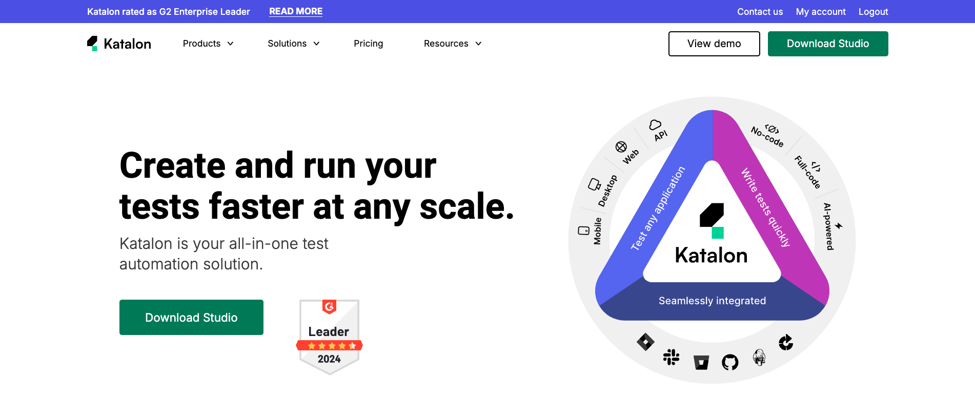 The Katalon Platform home page.