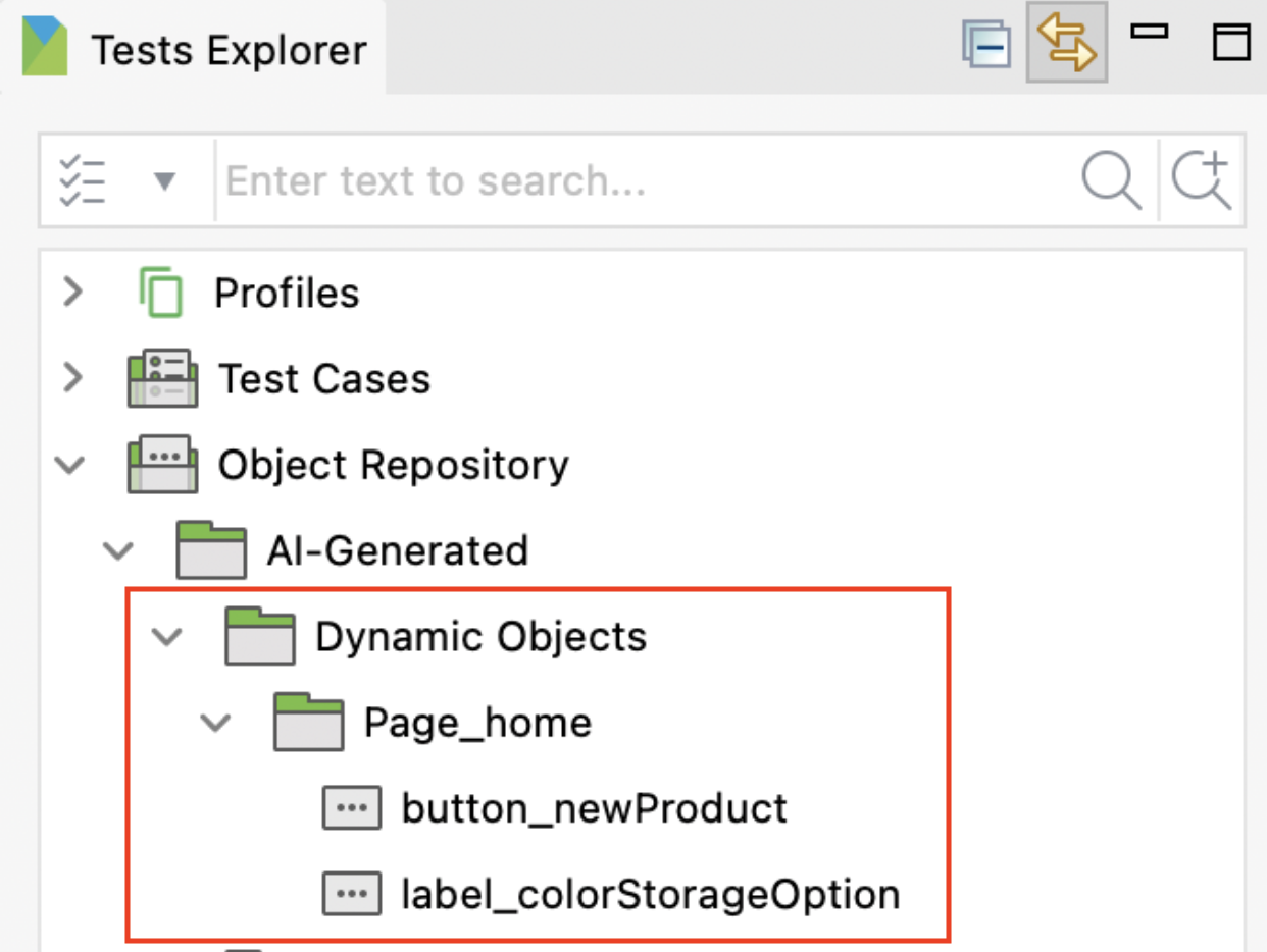 View dynamic objects folder