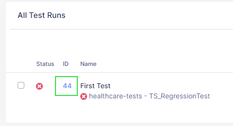 Test run ID in Katalon TestOps' reports page.