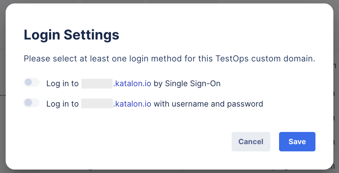 Login Settings dialog